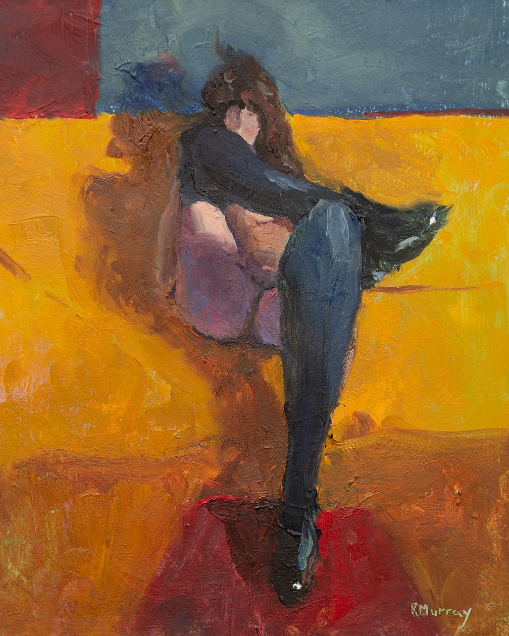 Black Stockings, 2023 (olja på papper) av Roberta Murray