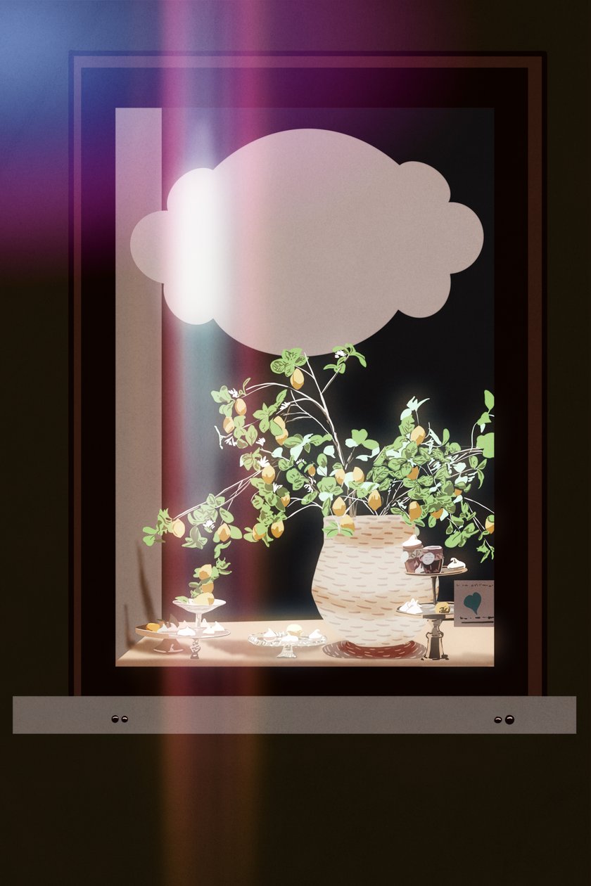 Patisserie-fönster, 2022 (digital) av Roberta Murray