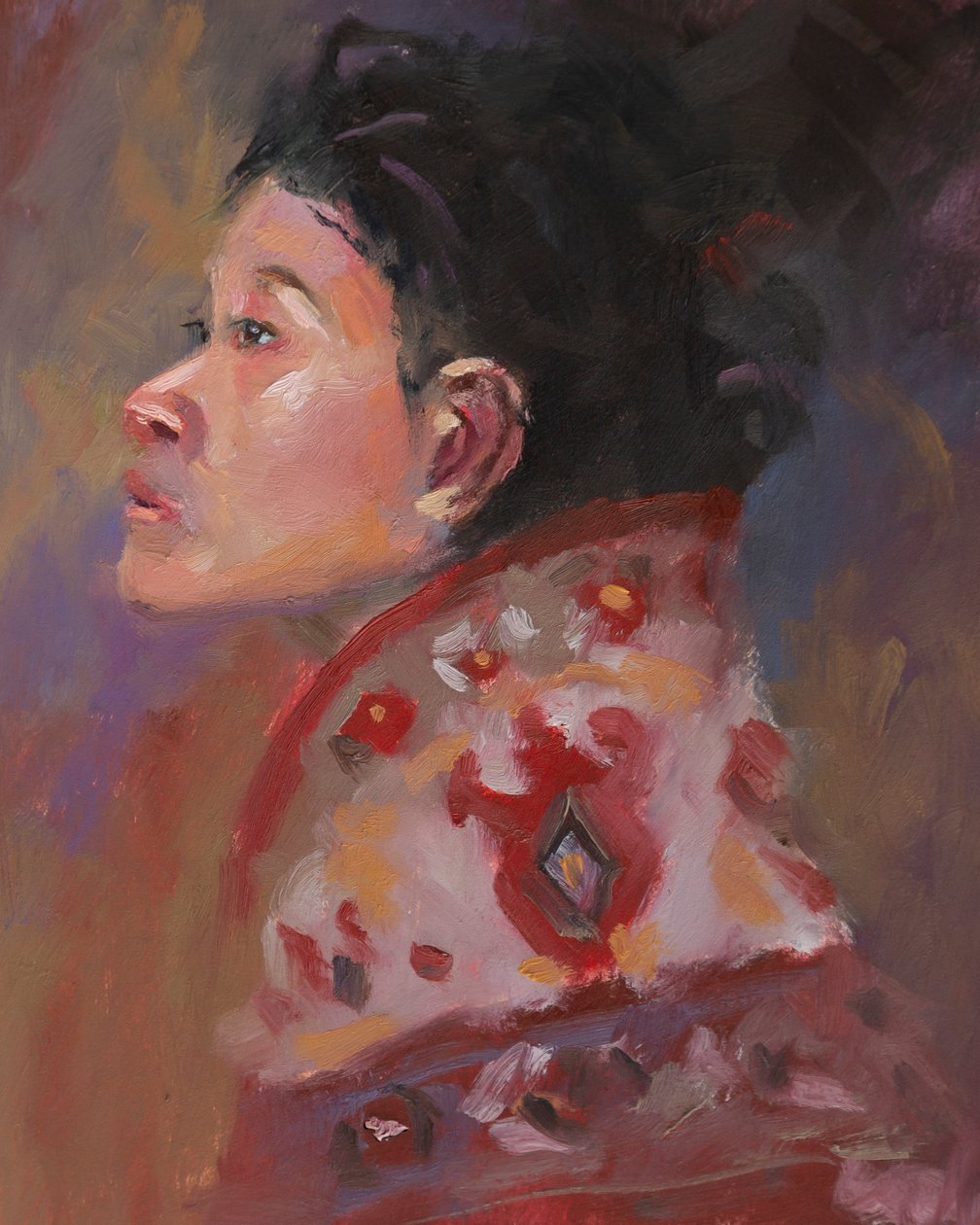 The Carpet Lady, 2023 (olja på papper) av Roberta Murray