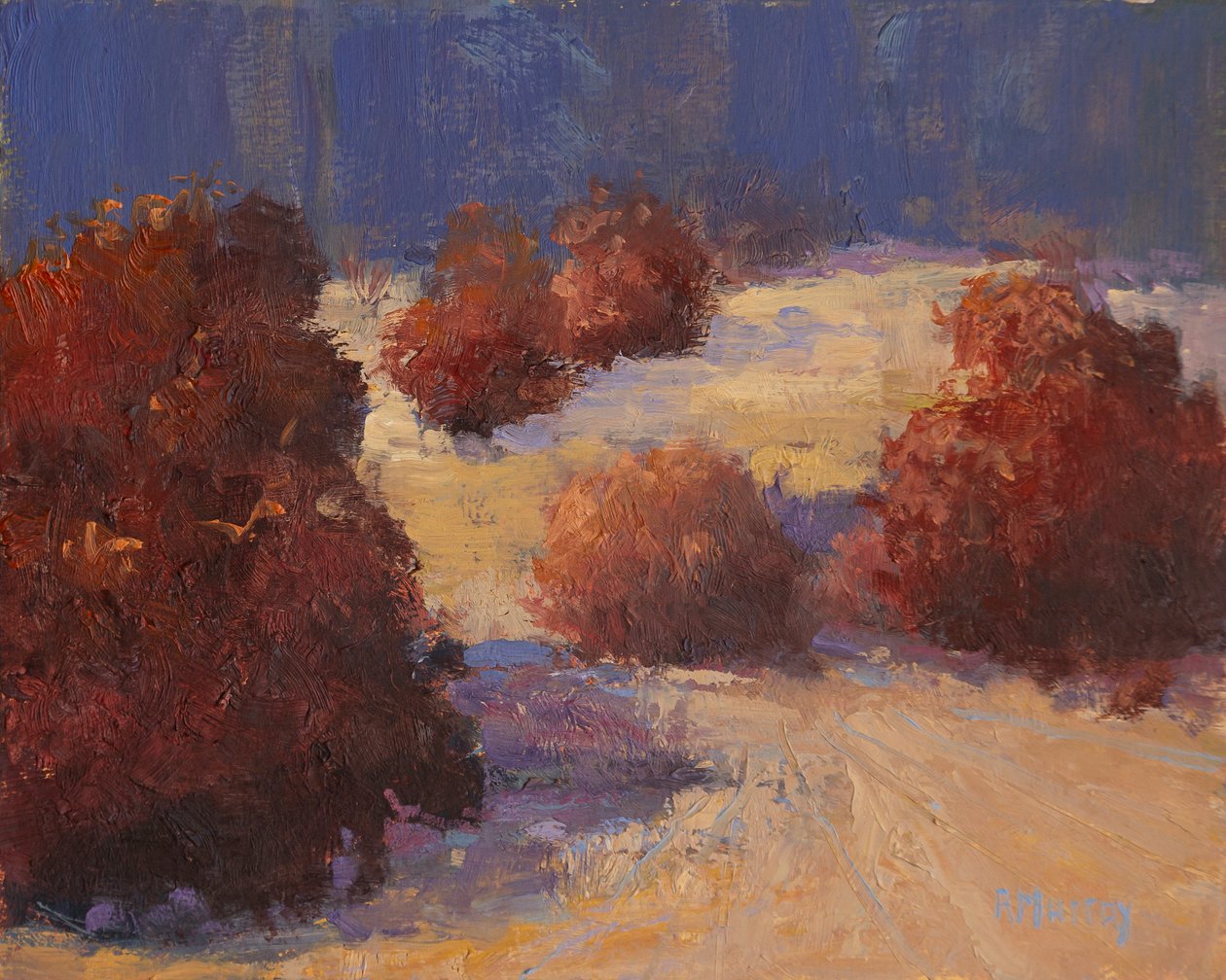 Winter Willows, 2023 (olja på pannå) av Roberta Murray