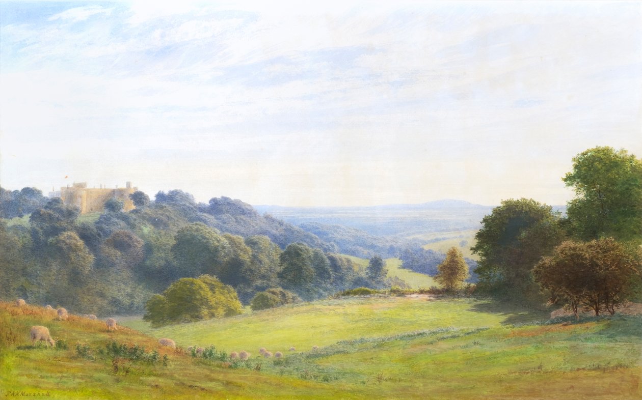 Chirk Castle, Clwyd (akvarell) av Roberto Angelo Kittermaster Marshall