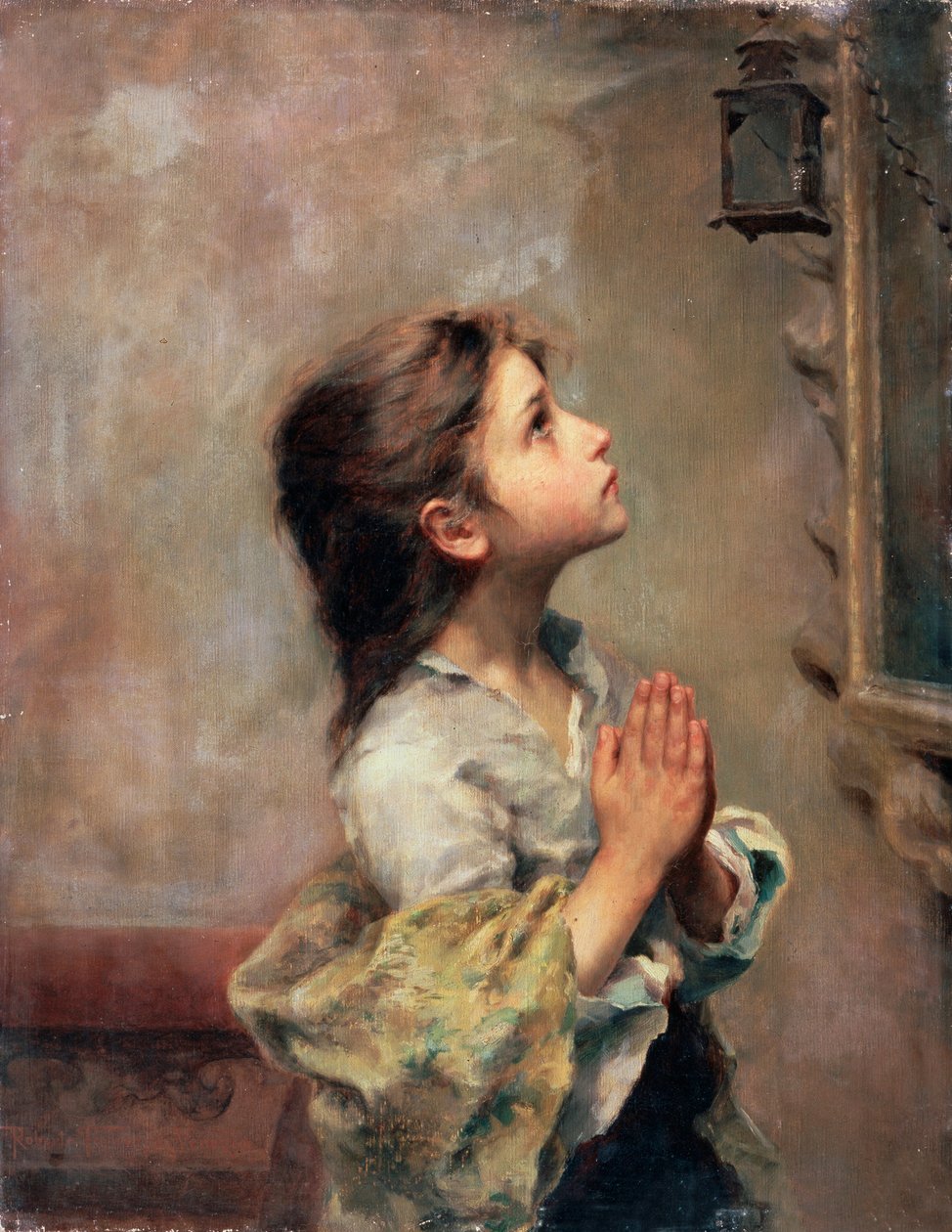 Praying Girl, italiensk målning från 1800-talet. av Roberto Ferruzzi