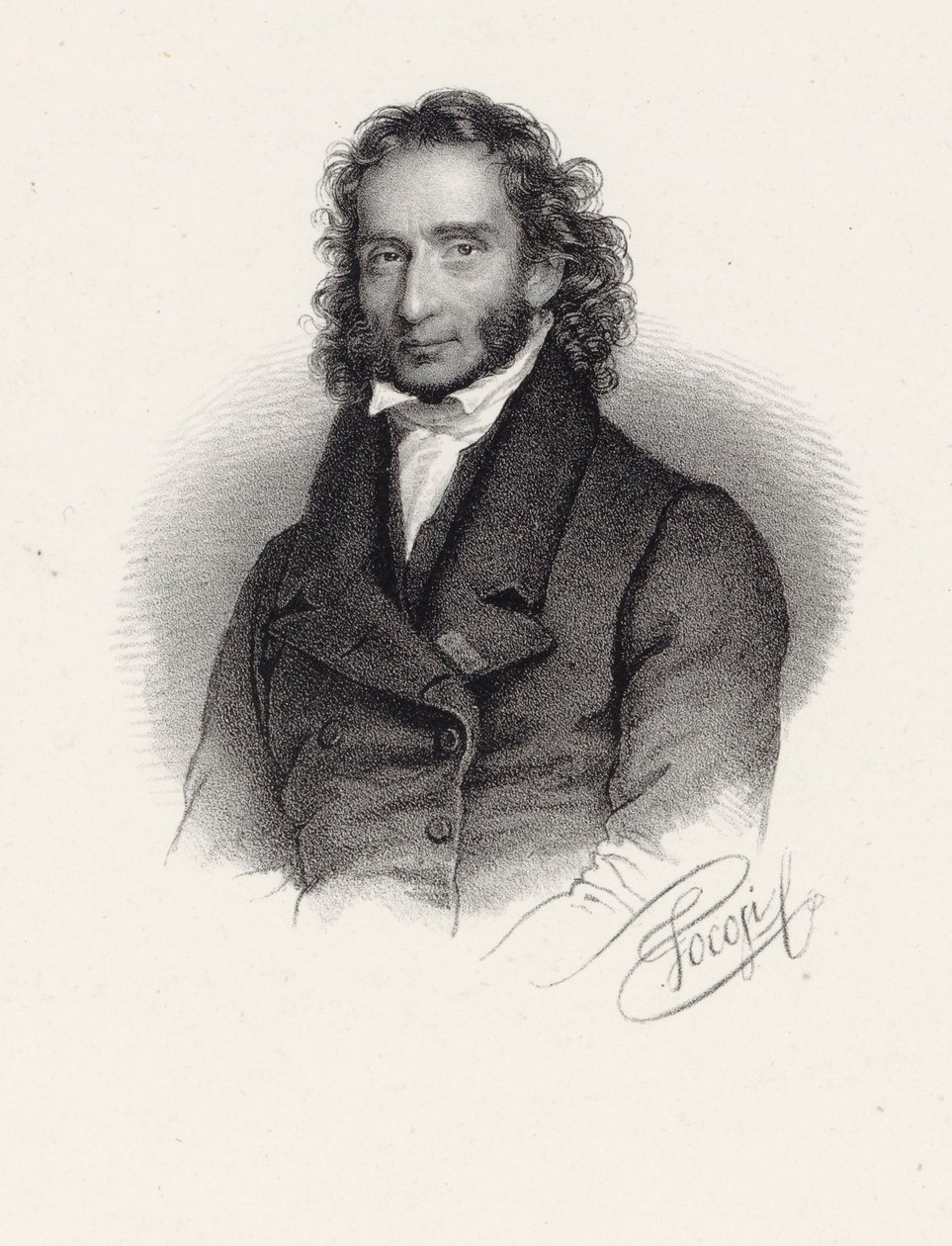 Porträtt av Niccolò Paganini 1782-1840, 1830. av Roberto Focosi