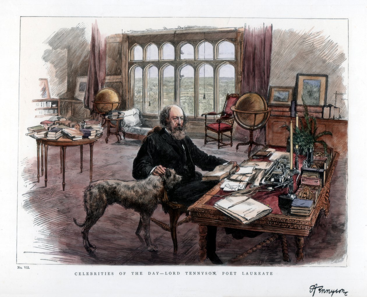 Alfred Lord Tennyson 1809-1892, poetpristagare, 1884. av Roberts