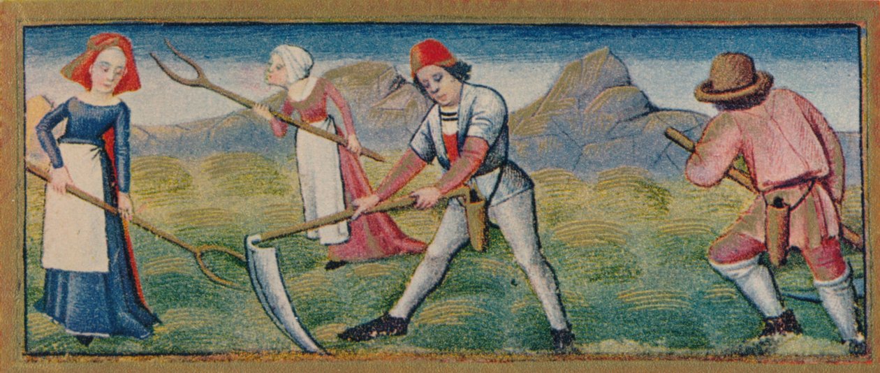 Juni - slåtter, 1400-talet, 1939. av Robinet Testard