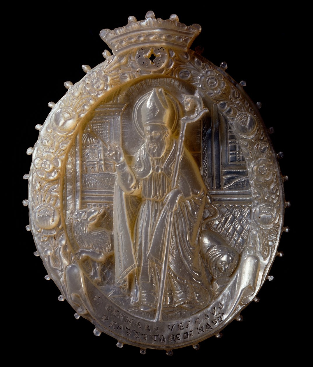 Cameo i pärlemor av kyrkoherden San Gennaro av Roc Salomon