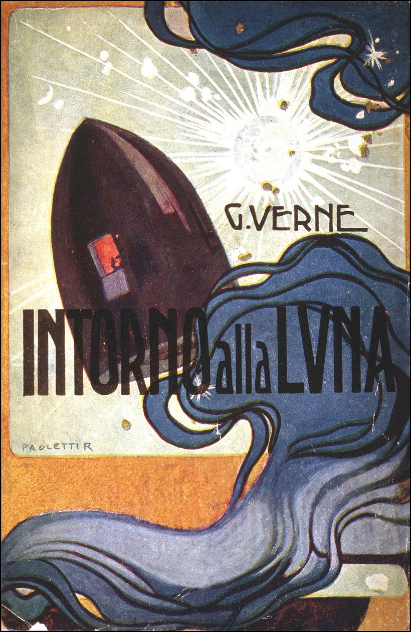 Omslag. sjuk. av Intorno alla luna (Från jorden till månen) av Jules Verne av Rodolfo Paoletti