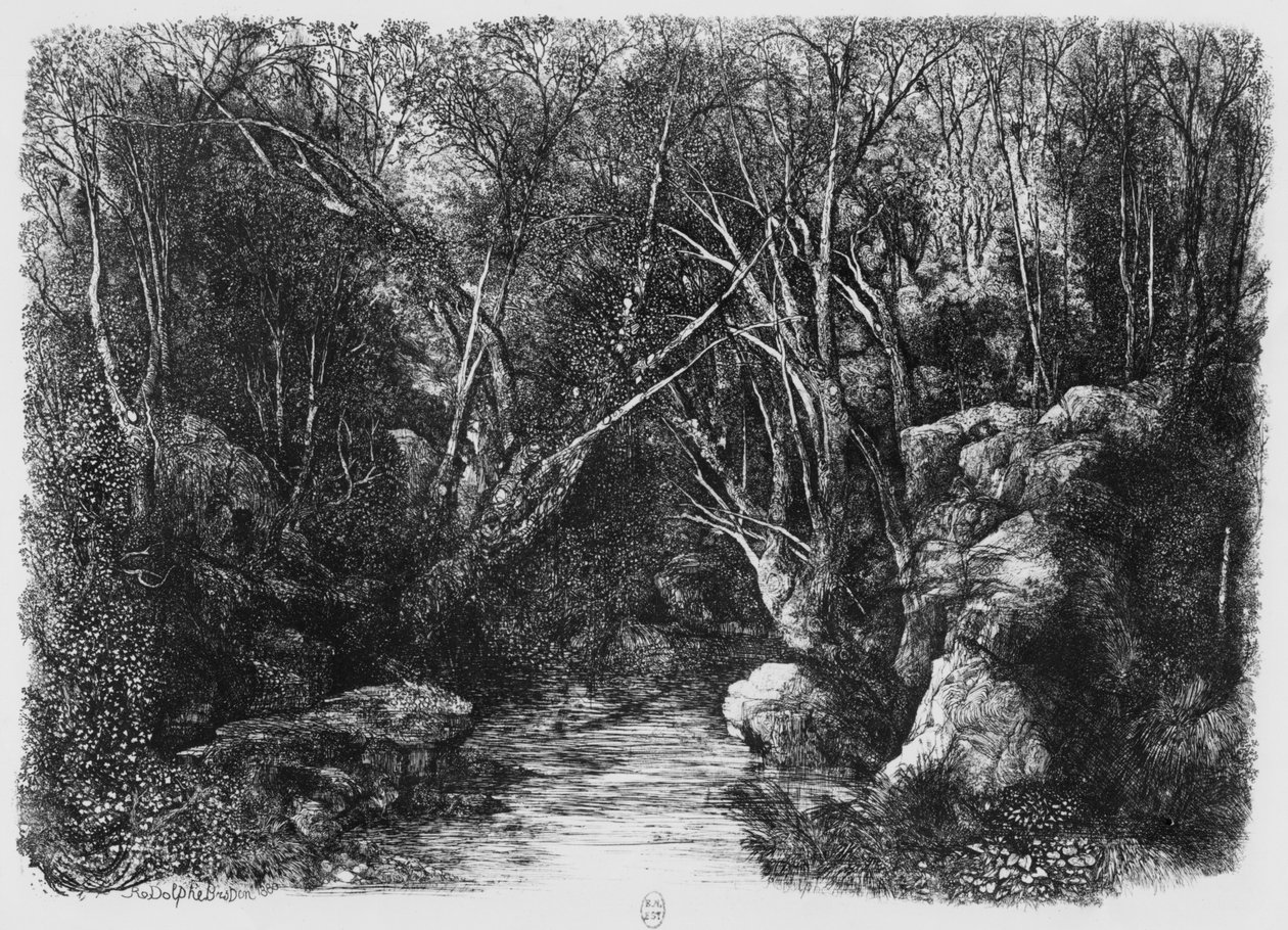 Strömmen genom träden, 1880 av Rodolphe Bresdin