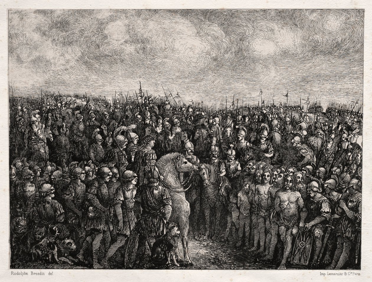 Caesar och hans fångar, 1878. av Rodolphe Bresdin