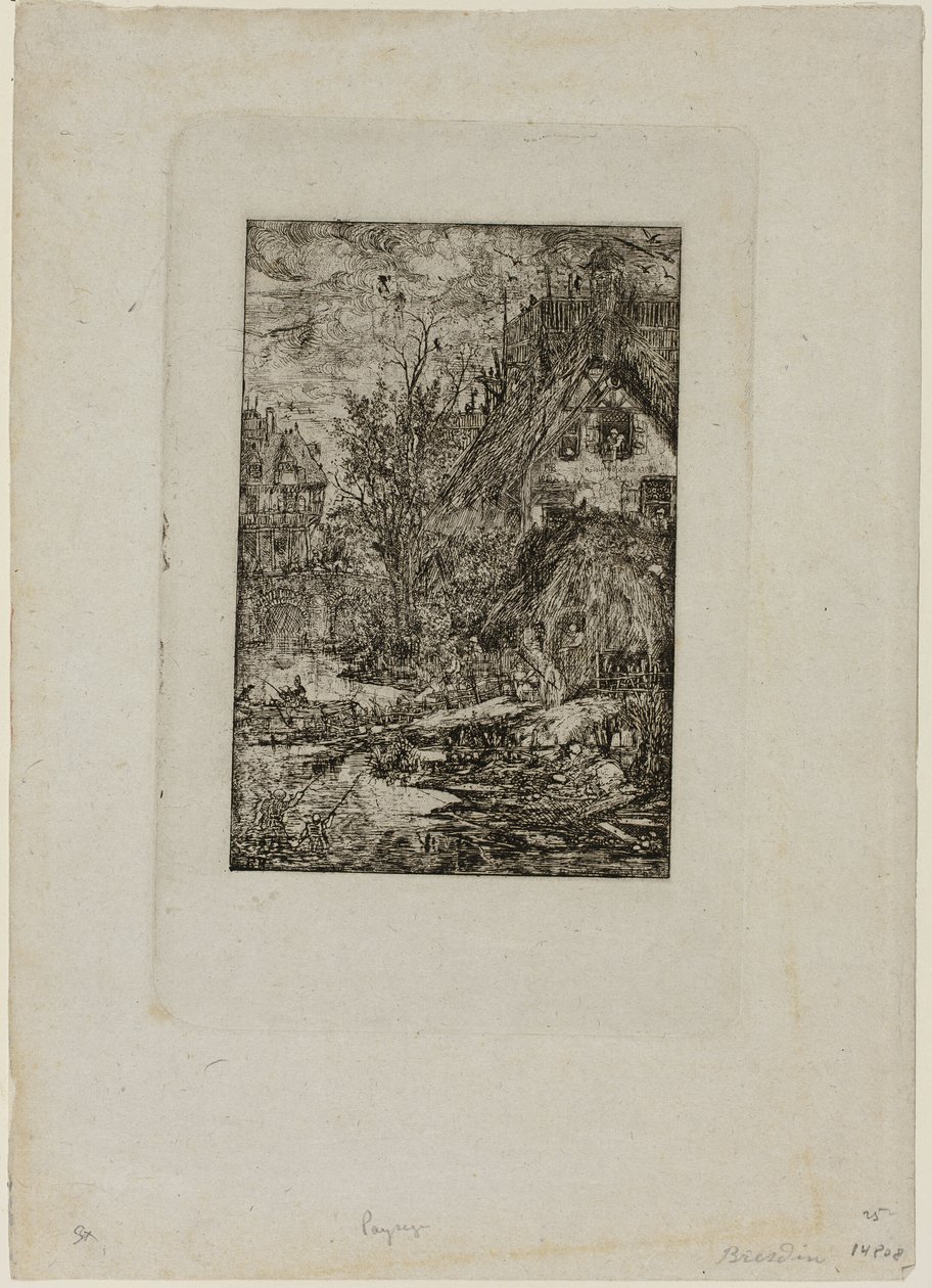 Entering a Village, från Revue Fantaisiste av Rodolphe Bresdin