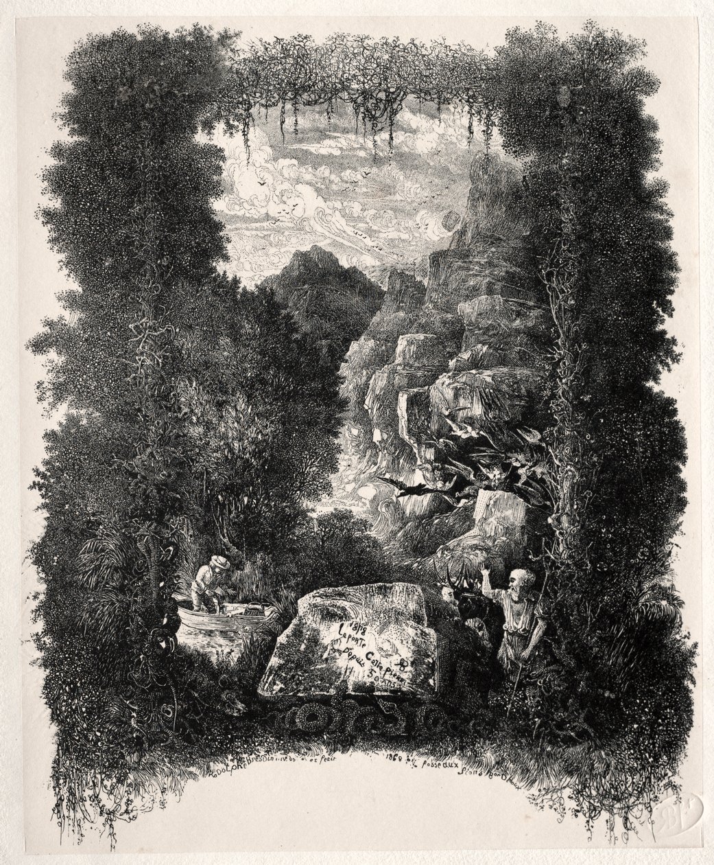 Första frontispice för Fables and Fairy-Tales av Thierry-Faletans av Rodolphe Bresdin