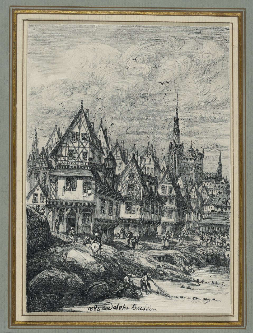 Fiskhamn av Rodolphe Bresdin