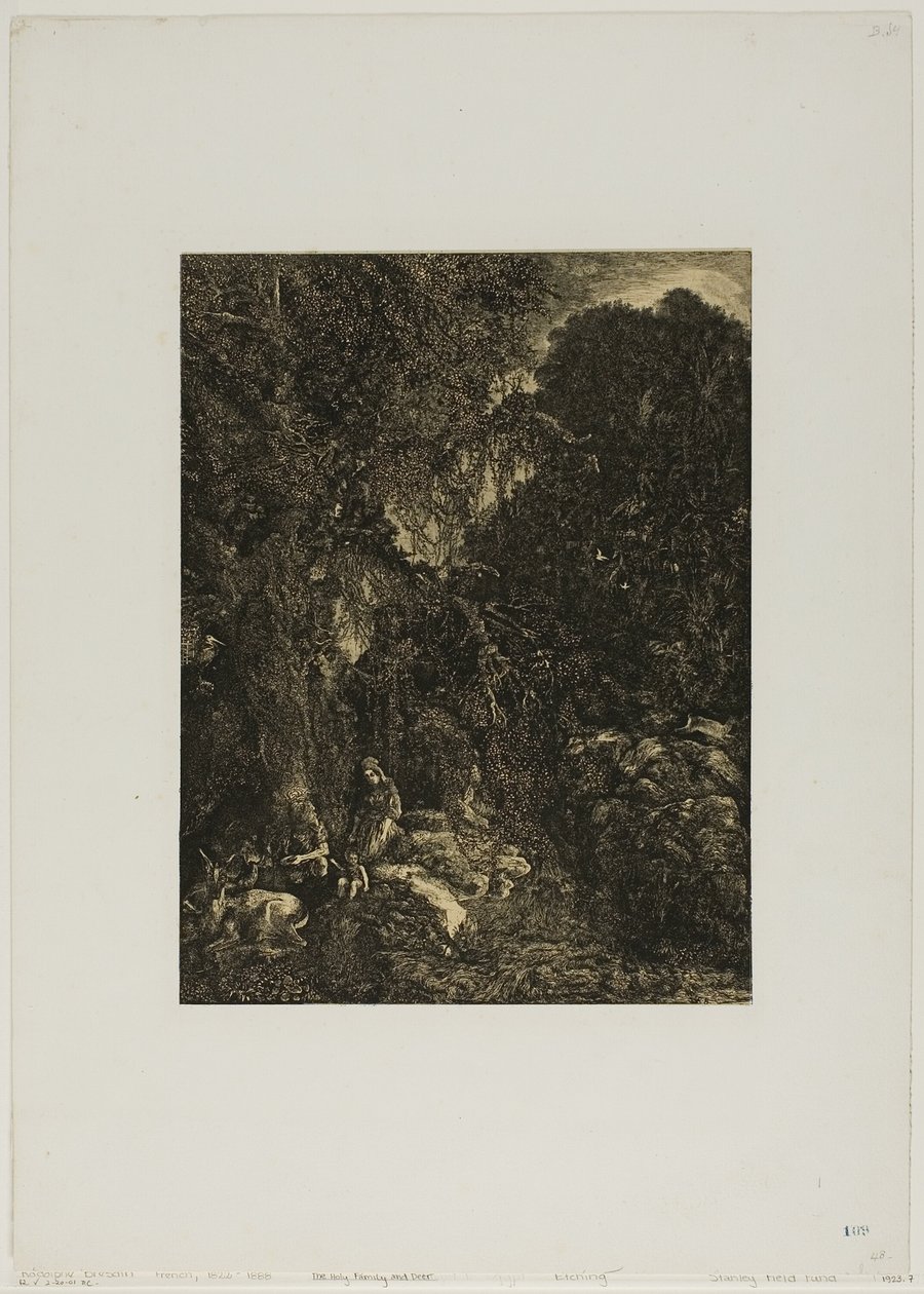 Helig familj med rådjur av Rodolphe Bresdin