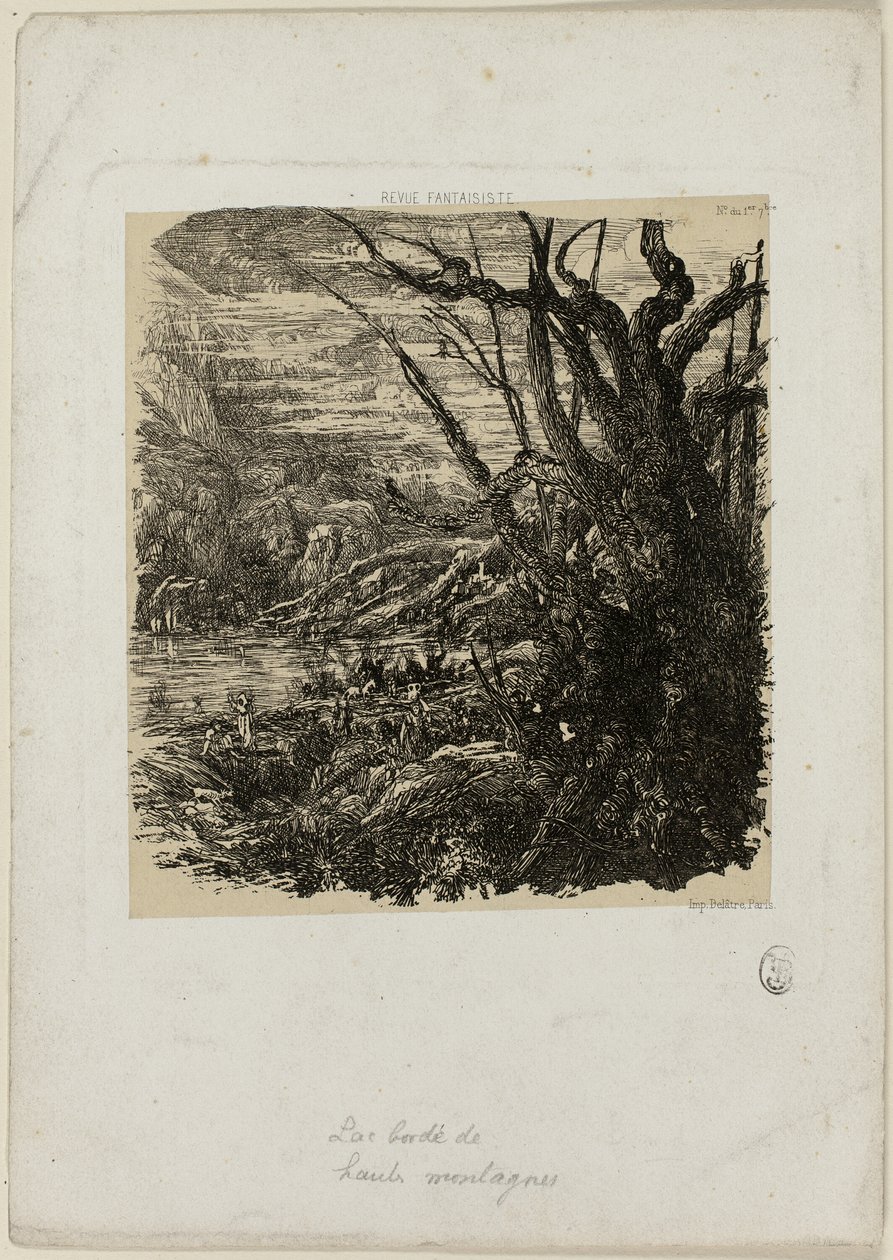 Sjön i bergen, från Revue Fantaisiste av Rodolphe Bresdin