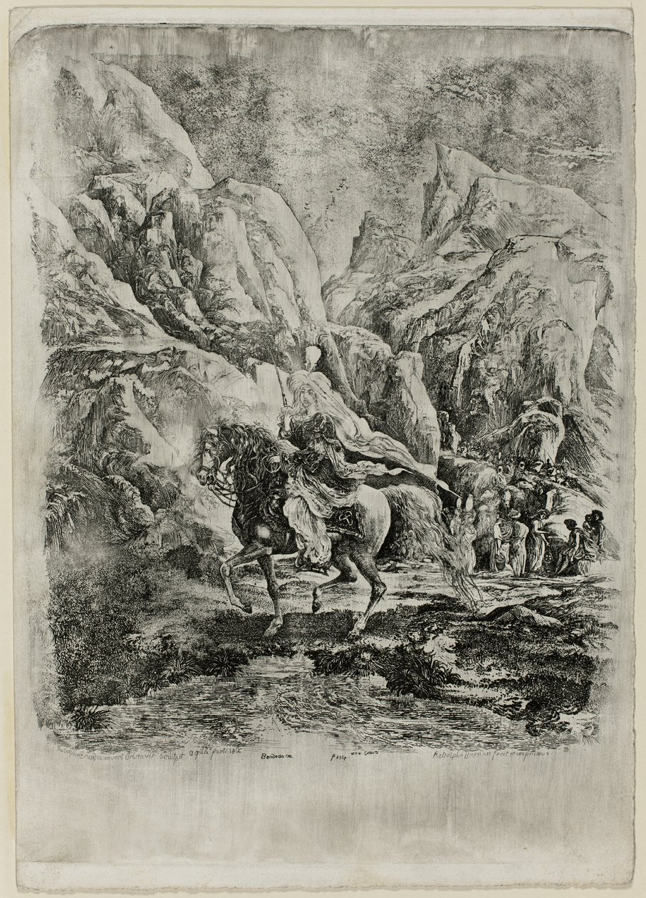 Orientalisk ryttare i bergen av Rodolphe Bresdin