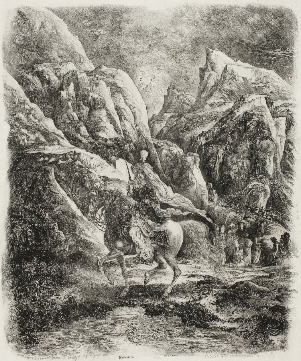 Ryttare i bergen av Rodolphe Bresdin