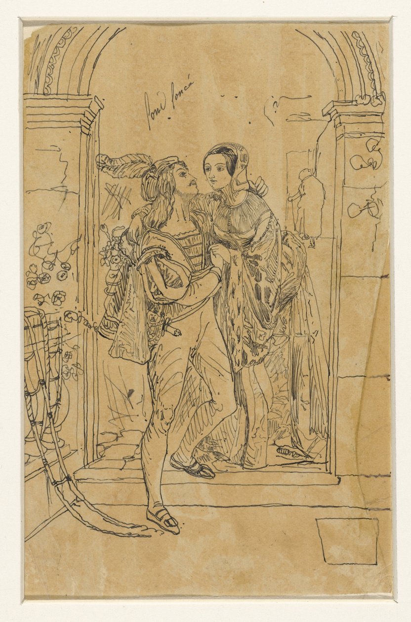 Romeo och Juliette i 1400-talsdräkt av Rodolphe Bresdin