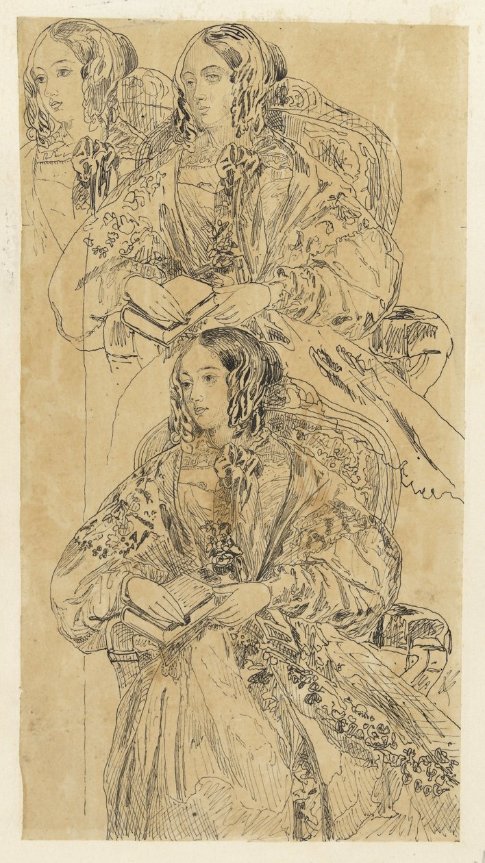 Studieblad med sittande dam av Rodolphe Bresdin