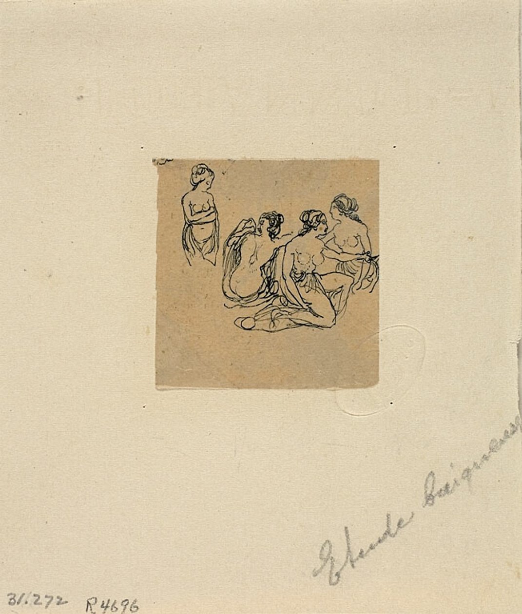 Studie av badande av Rodolphe Bresdin