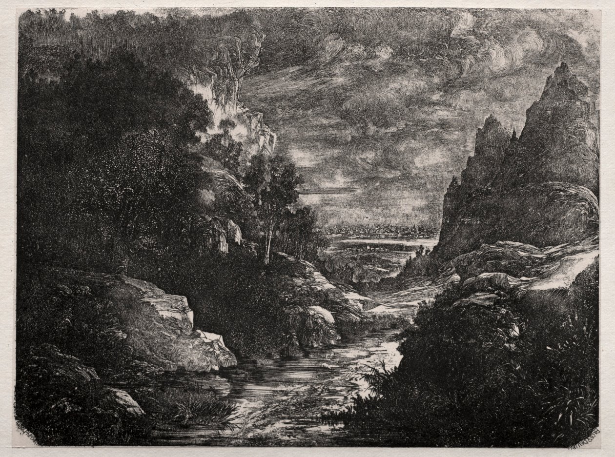 Bergsströmmen, 1871. av Rodolphe Bresdin