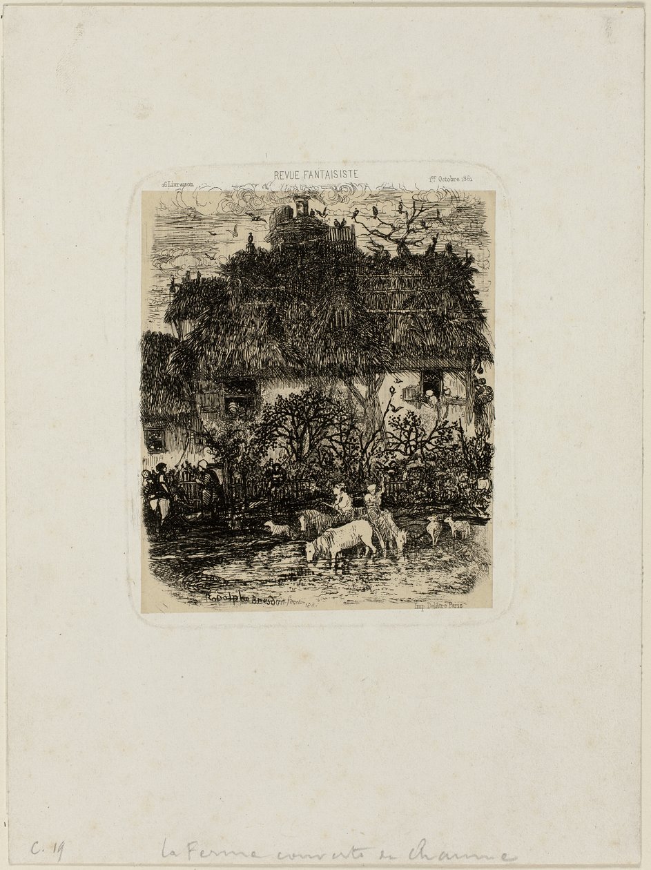 The Thatch-Roofed Farmhouse, från Revue Fantaisiste av Rodolphe Bresdin