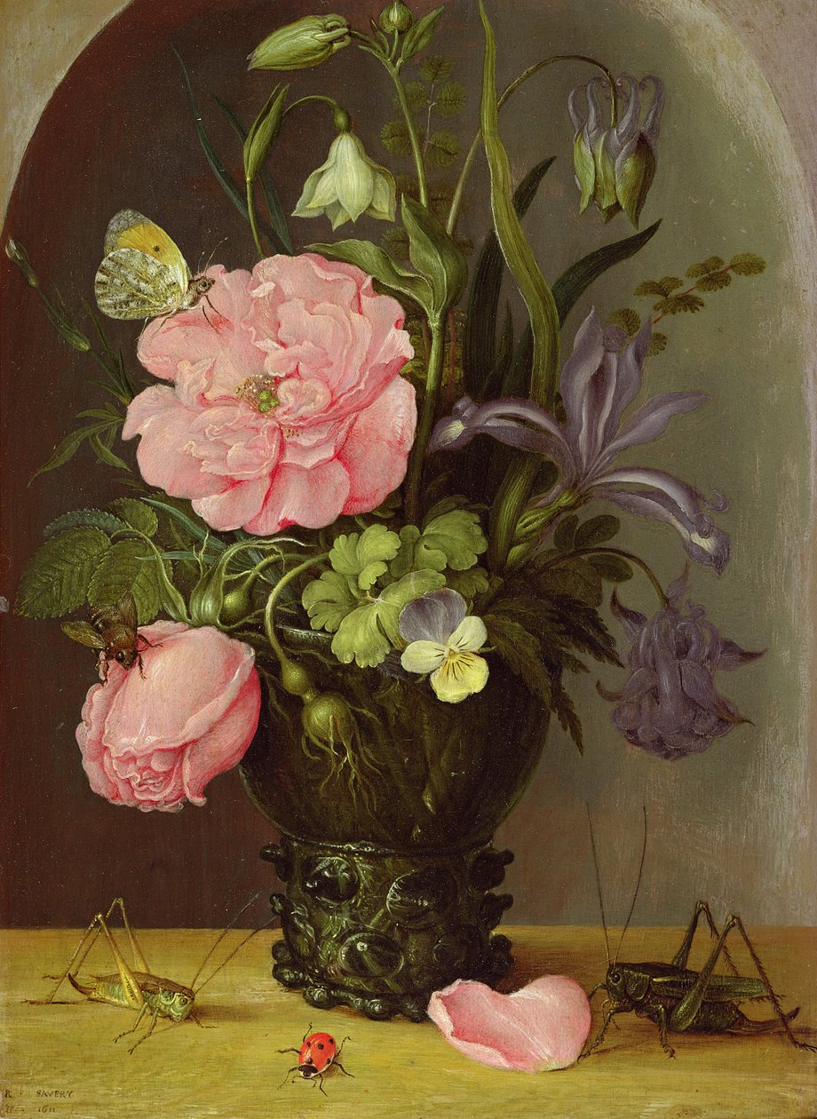En vas med blommor, 1611 av Roelandt Jacobsz. Savery