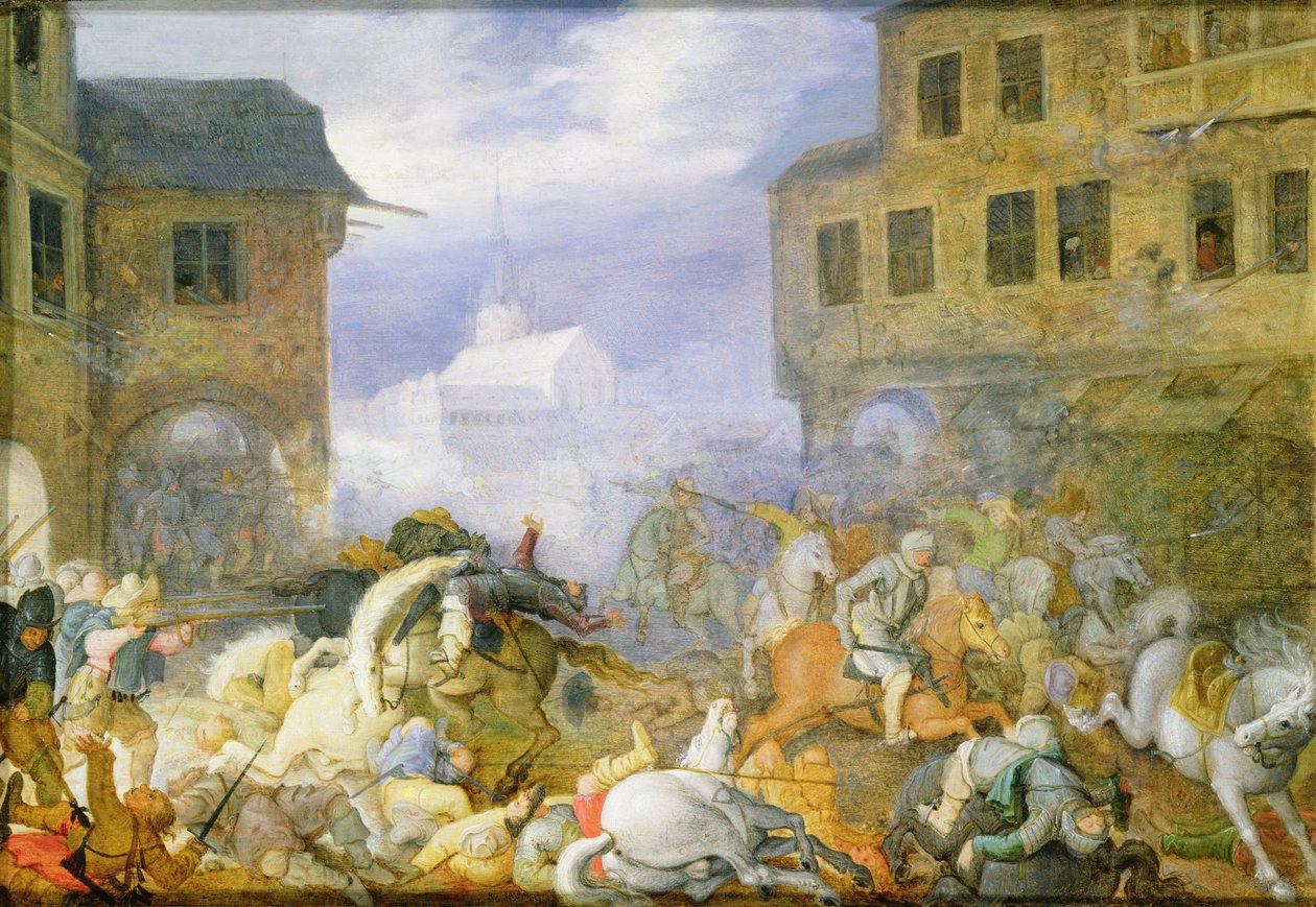 Gatustrid i Malostranske Namesti (Kleinseite Platz) i Prag, 15 februari 1611, daterad 1611 av Roelandt Jacobsz. Savery