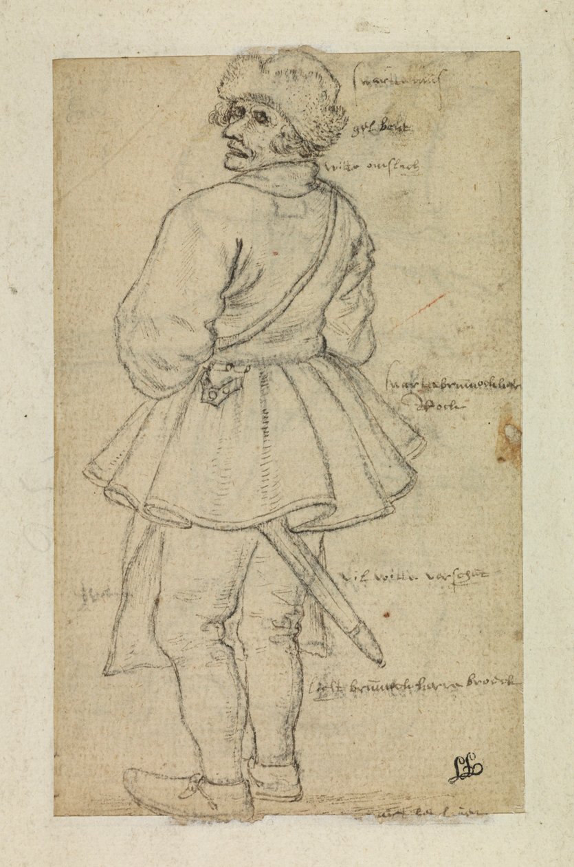 Man sedd bakifrån (verso) av Roelandt Jacobsz and Bruegel Pieter the Elder Savery