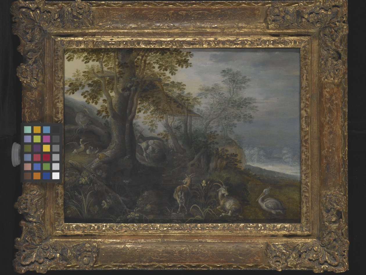 Landskap med djur (olja på trä) av Roelandt Jacobsz. Savery