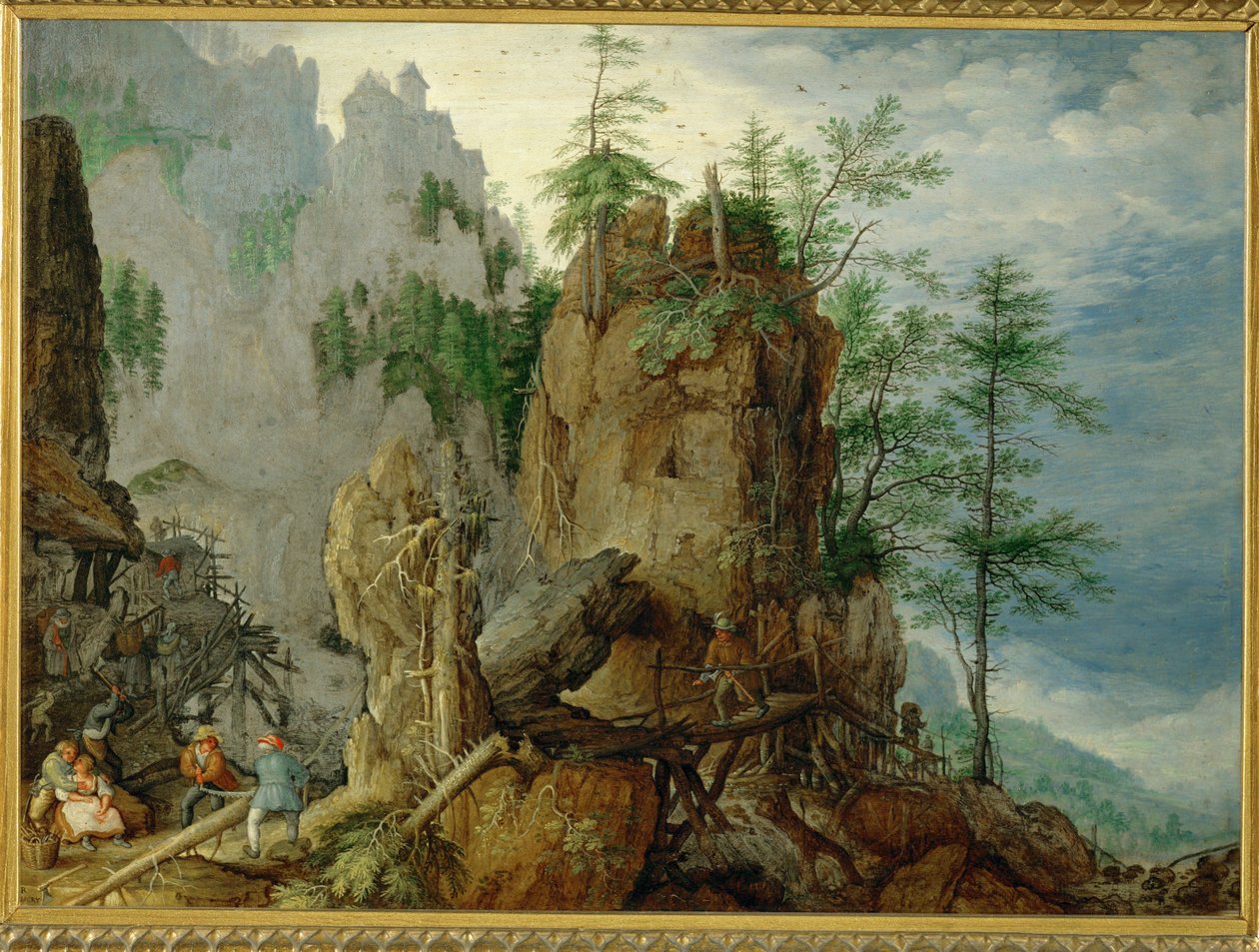 Bergslandskap med (koppar) av Roelandt Jacobsz. Savery