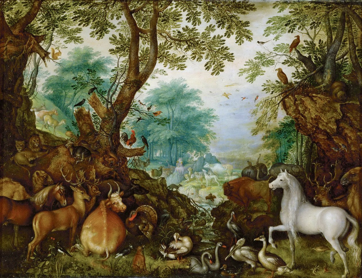 Orphee parmi les animaux - Orpheus bland djuren - Roelant (Roelandt) Savery (1576-1639). Olja på koppar, ca 1628. Mått: 27,5x36 cm. Konsthistoriska museet, Vienne av Roelandt Jacobsz. Savery