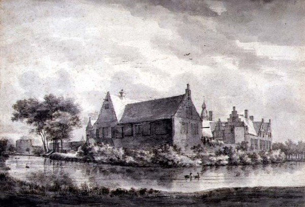 PD.645-1963 Slottet Marquette, Holland, ca 1646-47 (tvätt, krita, penna och bläck på papper) av Roelandt Roghman