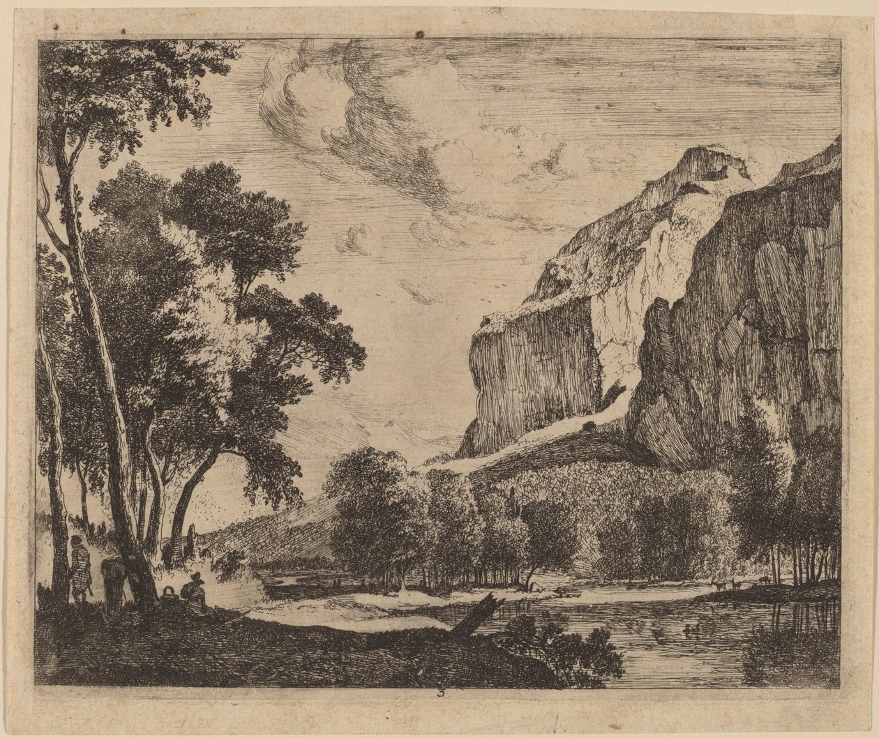 Flodlandskap med stenar till höger: pl.3 av Roelant Roghman and Melchior Küsel