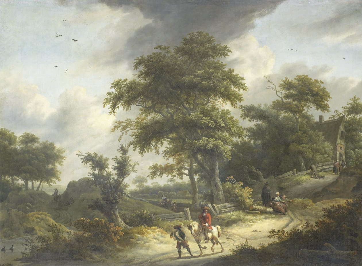 Landskap med Falconer av Roelof Jansz. van Vries
