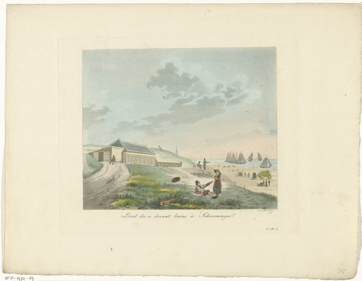 Stranden vid Scheveningen Local des ci devant bains à Scheveningen (titel på objekt) av Roelof van der Meulen