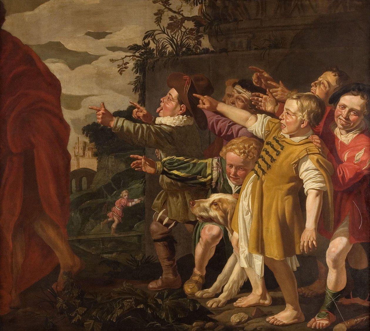 Elisa hånad av de små barnen (2 Kungaboken 2:24-25) av Roeloff van Zijl (attributed to)