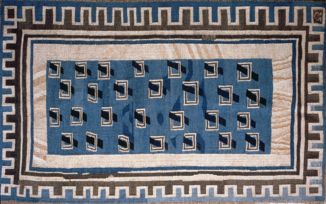 Reproduktion av en mattdesign för Omega-verkstaden (textil) av Roger Eliot Fry