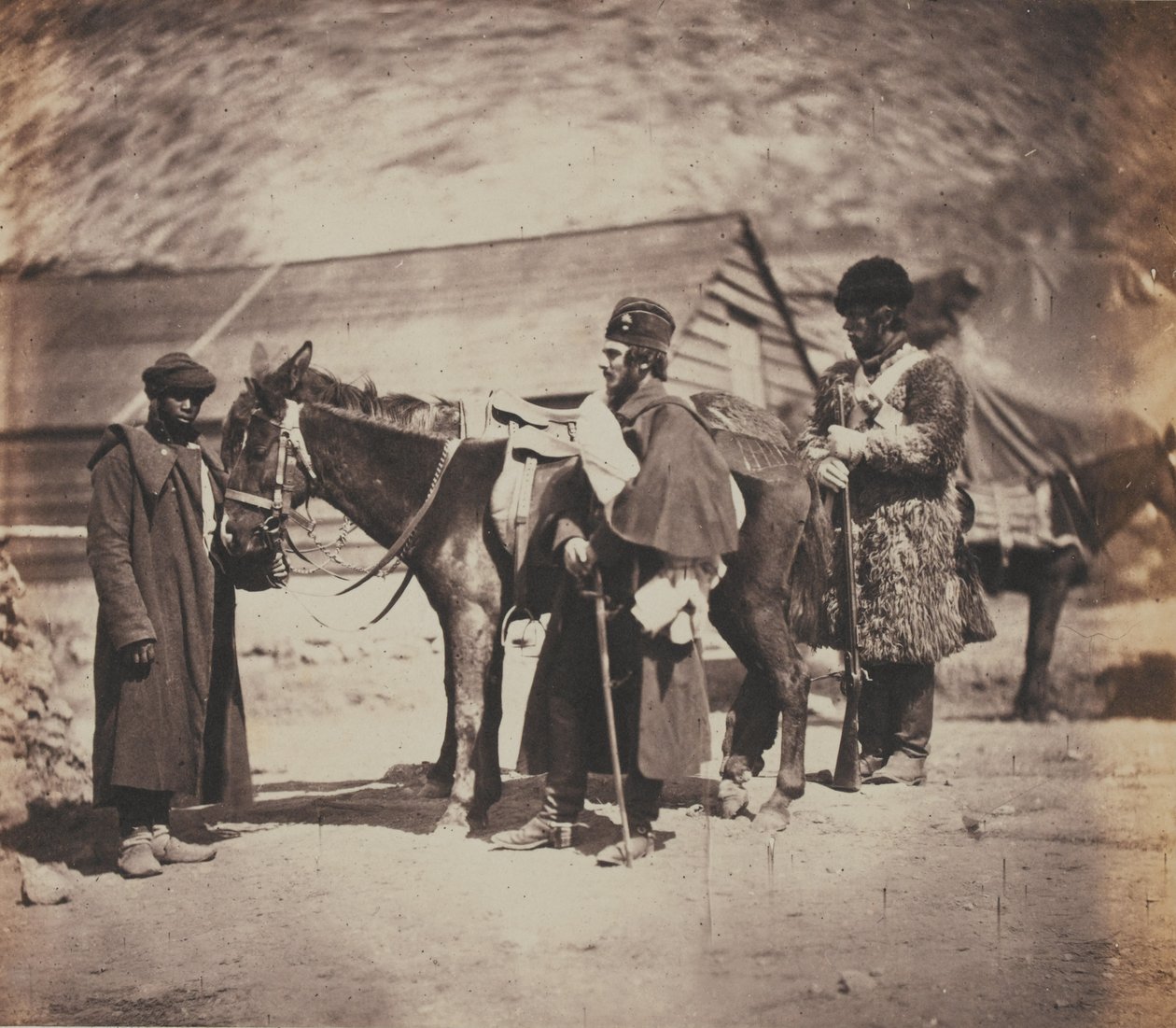 Kapten Burnaby, grenadjärgardet och nubisk tjänare av Roger Fenton