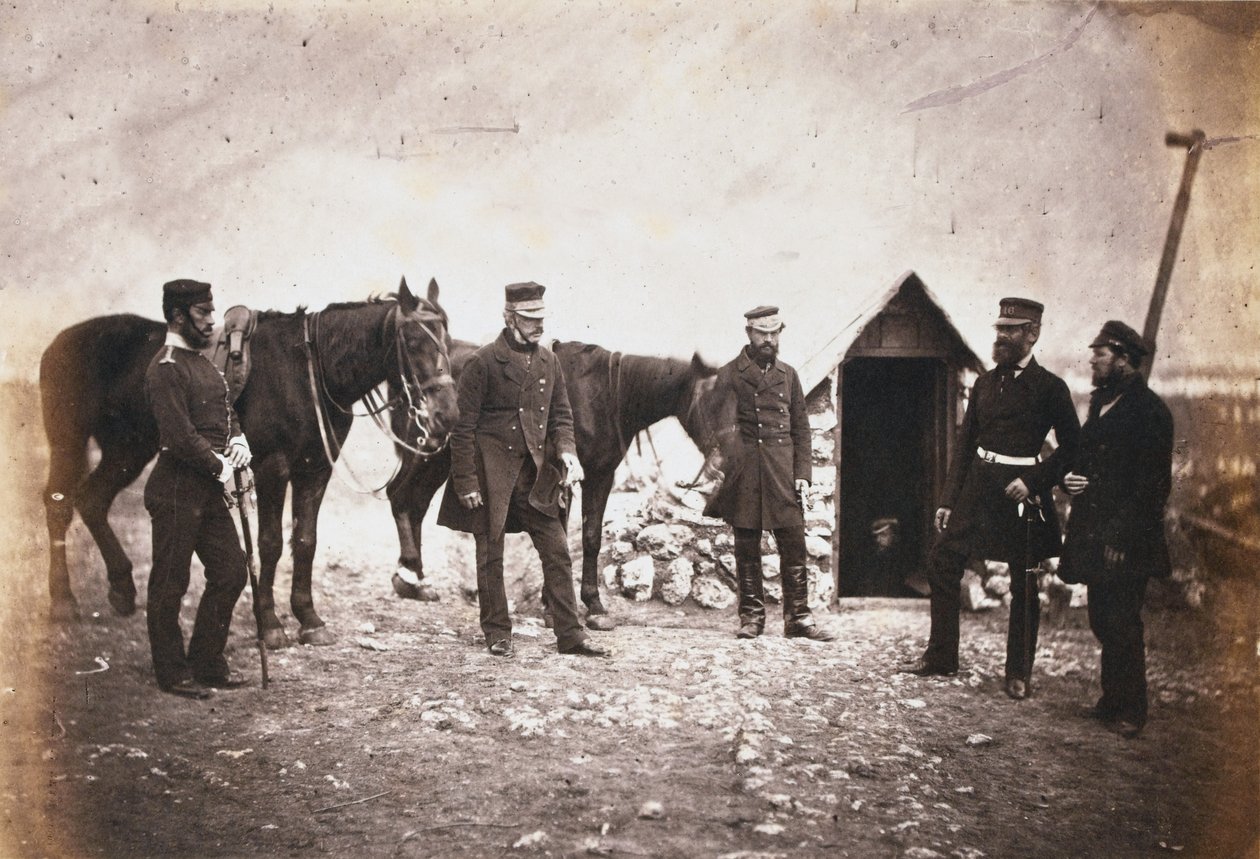 Generalmajor Robert Garrett och officerare i hans stab, från ett album med 52 fotografier associerade med Krimkriget av Roger Fenton