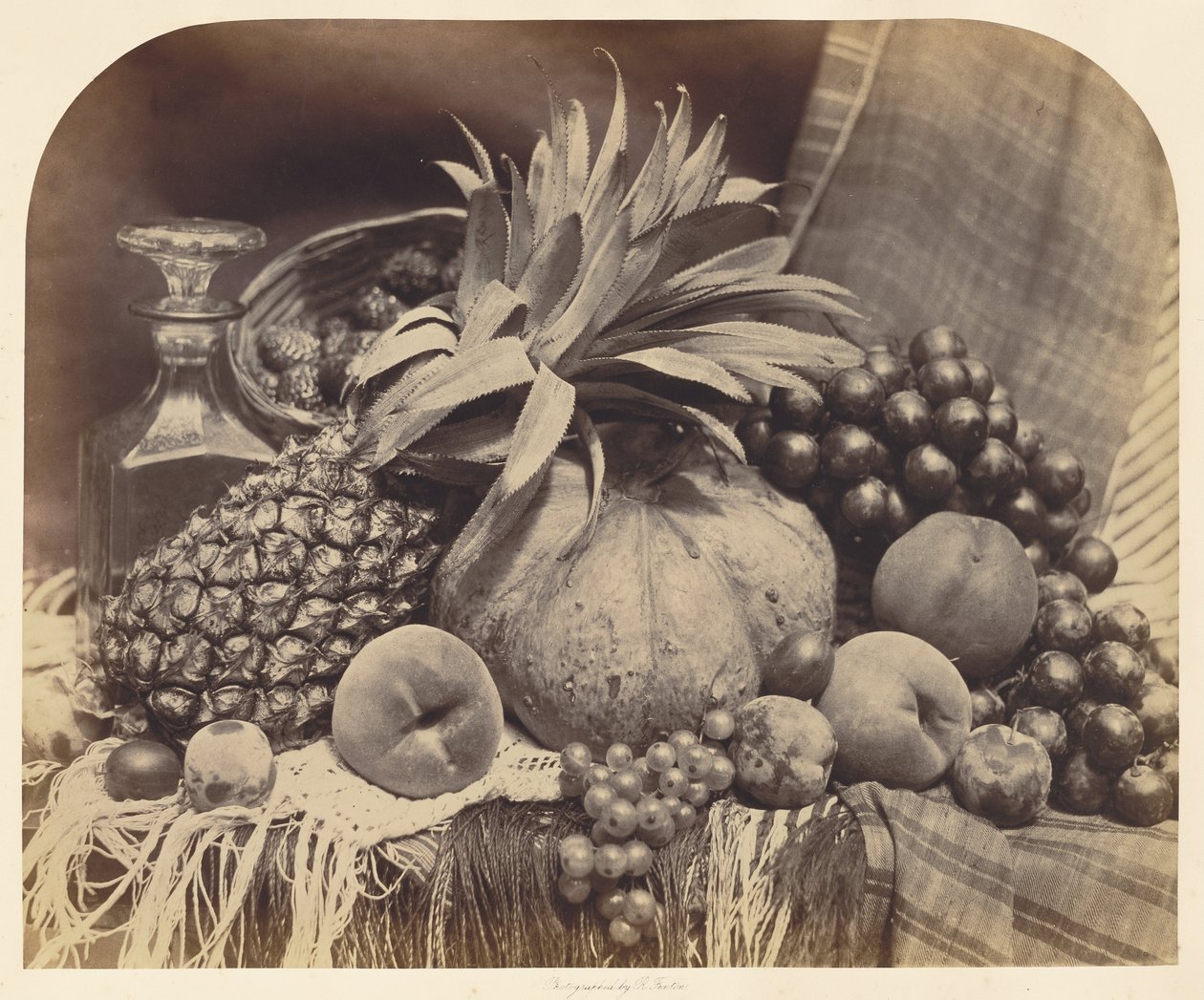 Stilleben med frukt och karaff av Roger Fenton