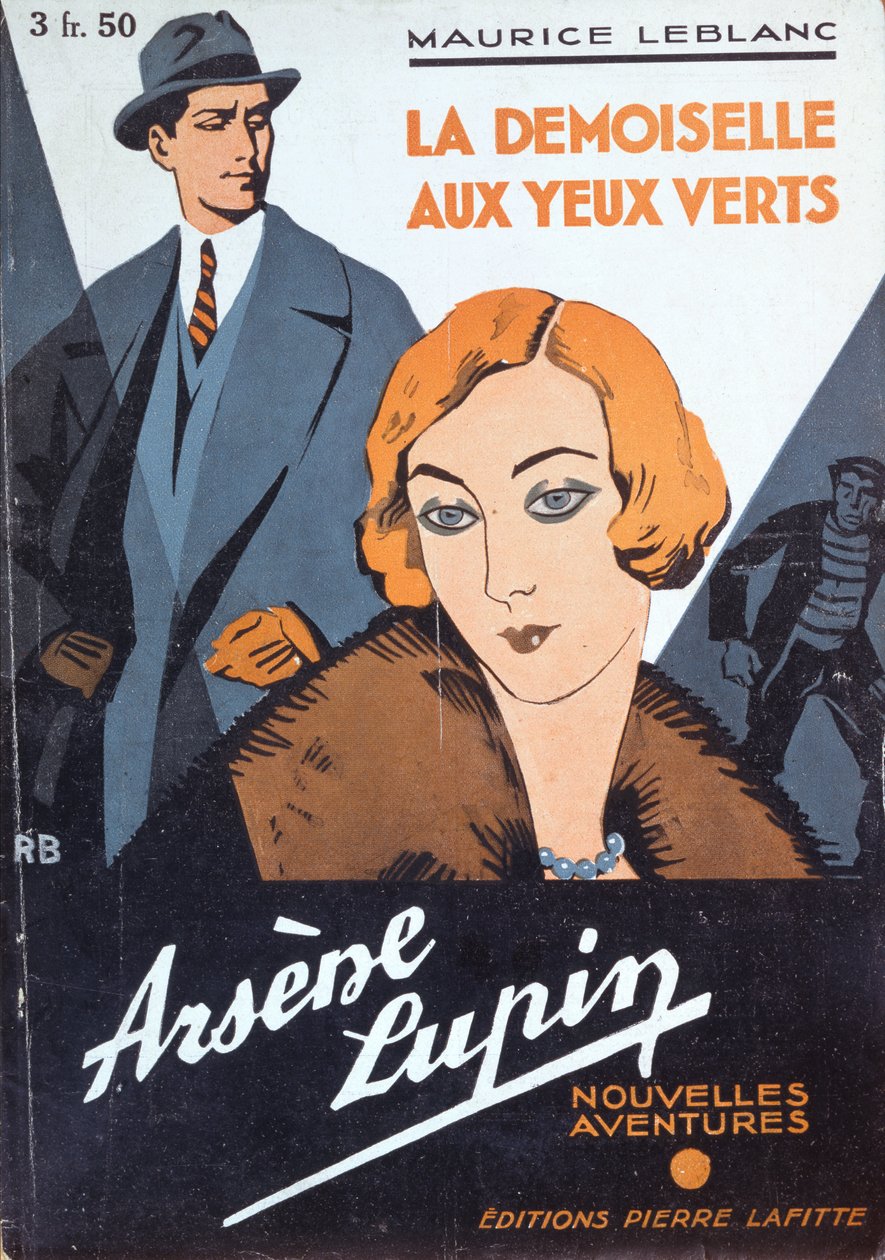 Framsidan av "Flickan med de gröna ögonen" ur "Arsene Lupins nya äventyr" av Maurice Leblanc (1864-1941) av Roger Broders