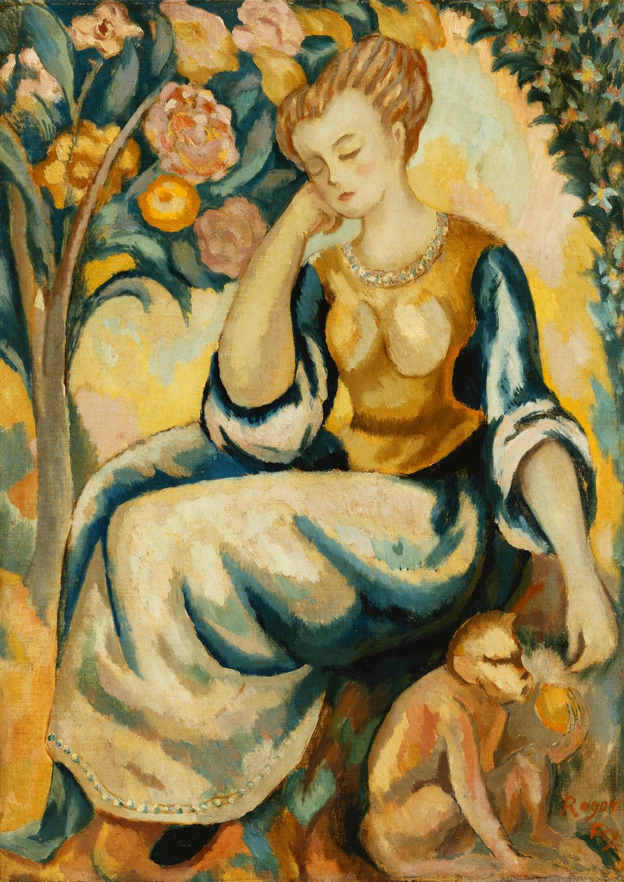Dam med en apa, ca 1917 av Roger Eliot Fry