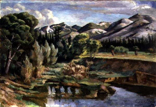 Scen i Frankrike (olja på duk) av Roger Eliot Fry