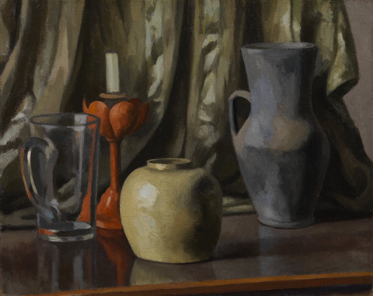 Stilleben med ljus och lergodskrukor av Roger Eliot Fry