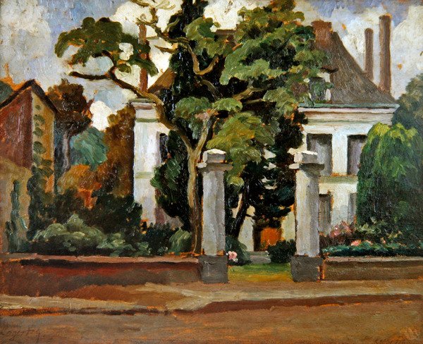 Suburban House (olja på panel) av Roger Eliot Fry