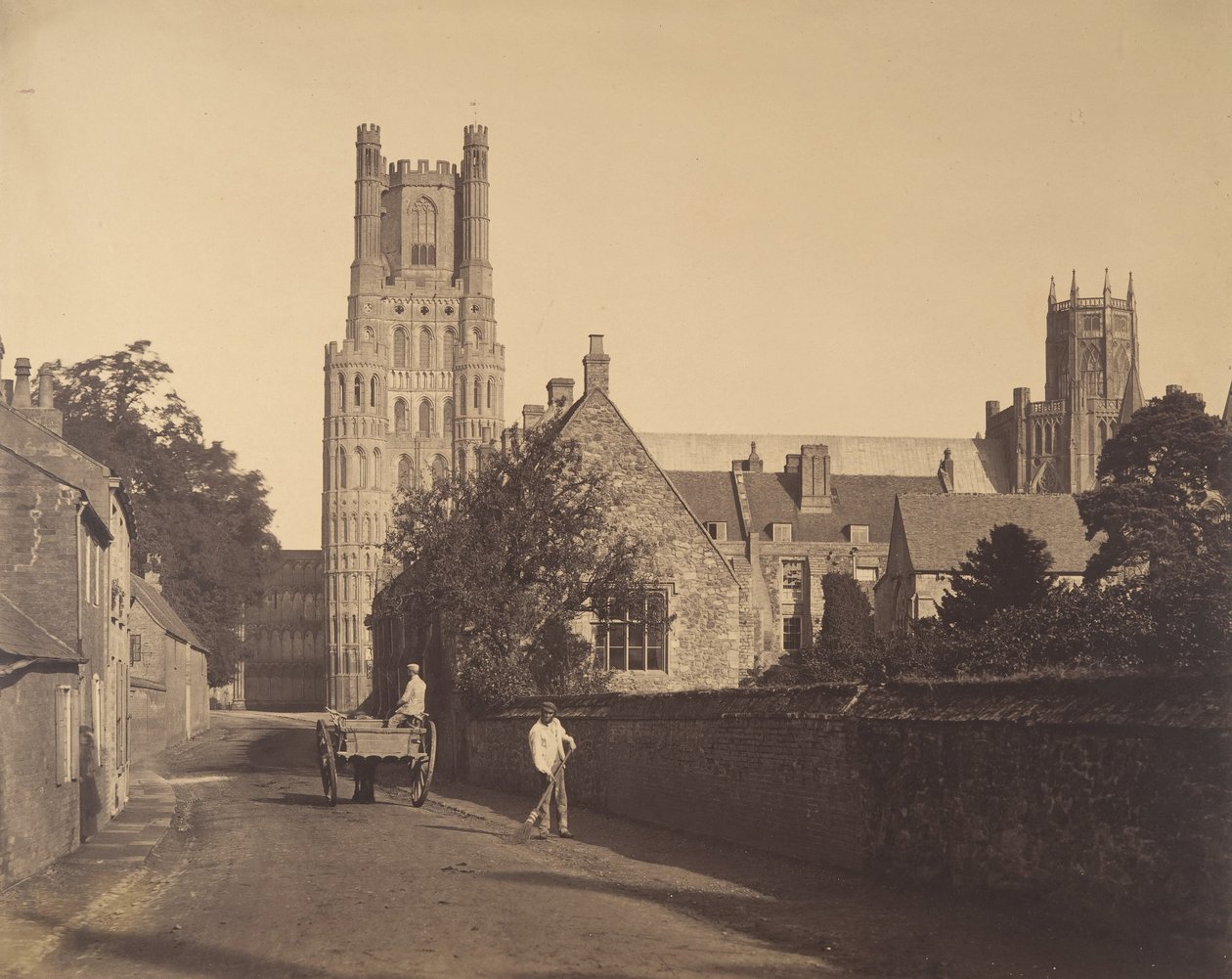 Ely Cathedral, från Grammar School, 1857. av Roger Fenton