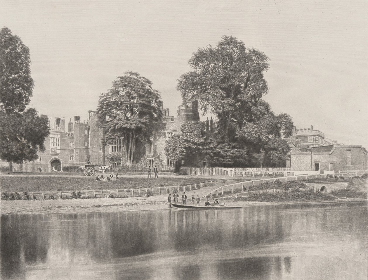 Hampton Court vid Themsen av Roger Fenton