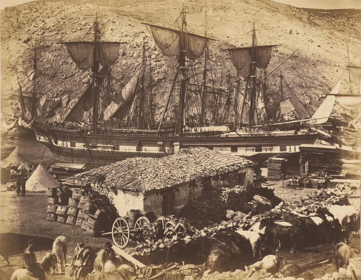 Balaklavas hamn, boskapskajen av Roger Fenton