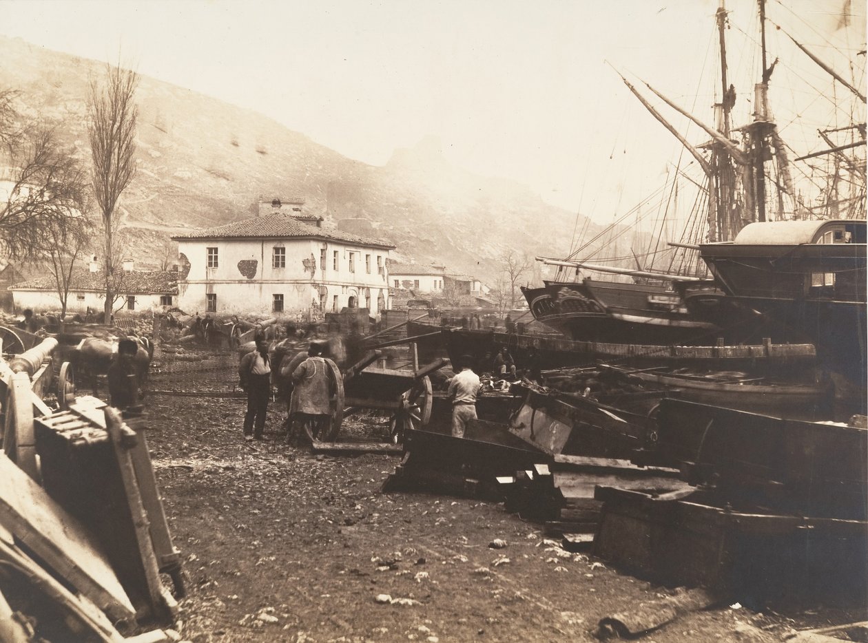 Landningsplats, Ordnance Wharf, Balaklava, 1855. av Roger Fenton