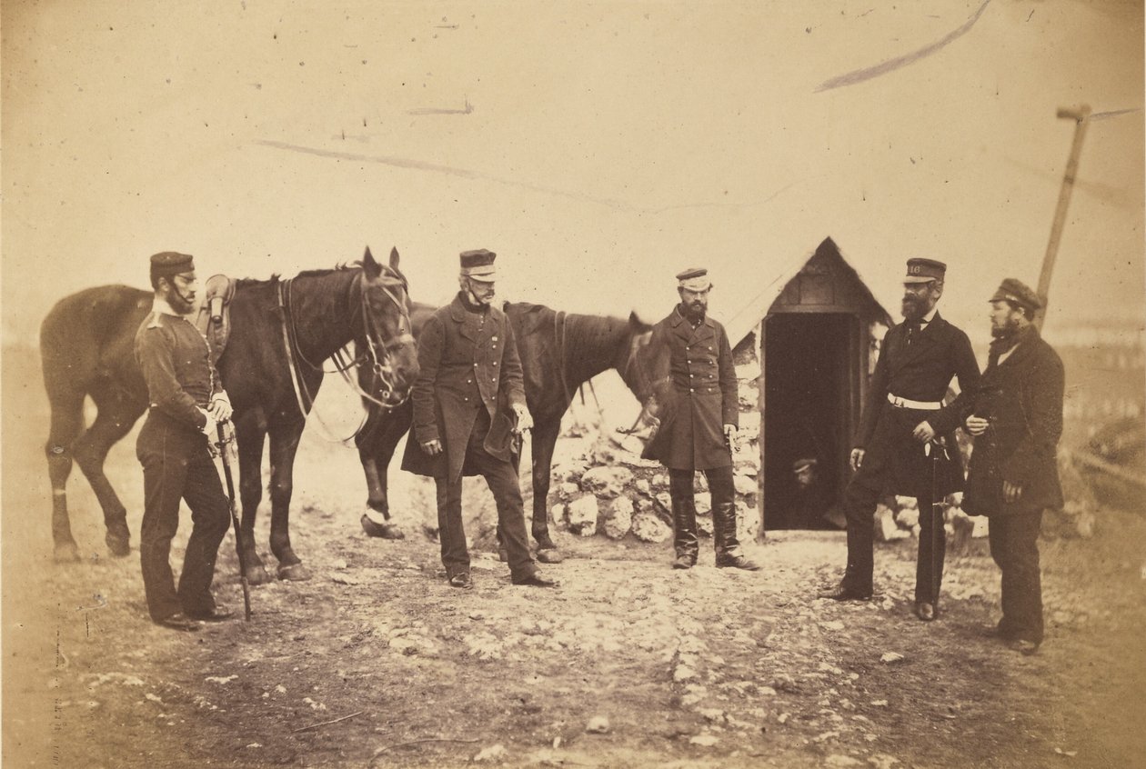 Generalmajor Garrett och officerare i hans stab. av Roger Fenton